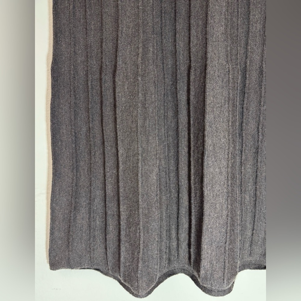 Eileen Fisher Wool Scoopneck Pleated Ribbed Knit Dress – Fit & Flare Size Small - Picture 9 of 13